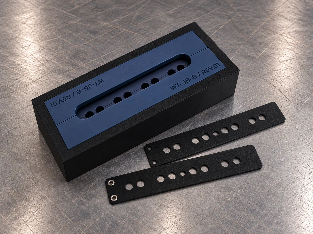 Winder Tooling Jazz Bass® Bridge pickup assembly jig
